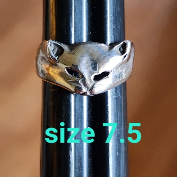 sterling Jewelry - Sterling silver kitty cat ring size 7.5 mid-century modern jewelry